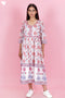 Mulmul Cotton Gathered Dress In Floral Block Print