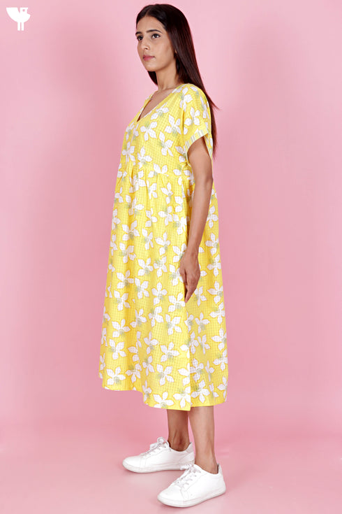 Khaadi Cotton Secret Dress In Floral Block Print