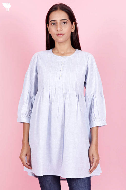 Chambray Cotton Button Down Top