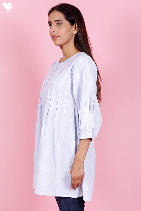 Chambray Cotton Button Down Top