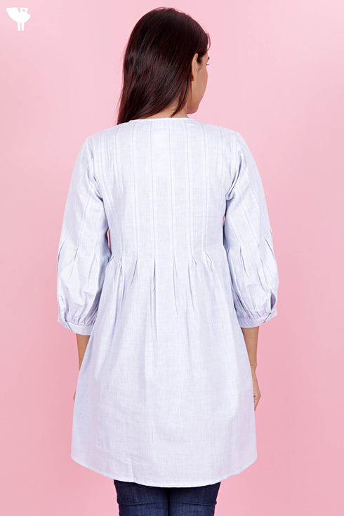 Chambray Cotton Button Down Top