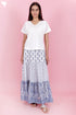 Mulmul Cotton Tiered Skirt In Floral Block Print