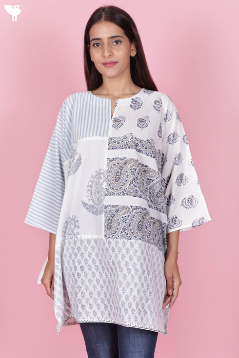 Cambric Cotton Loose Fit Top In Block Print