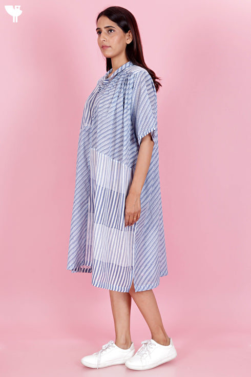 Mulmul cotton shirt strip printed block print