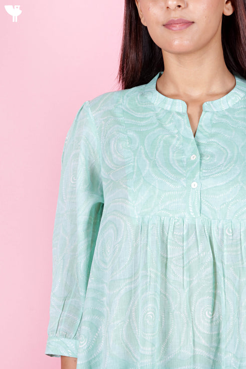 Mulmul Cotton Dress In Block Print