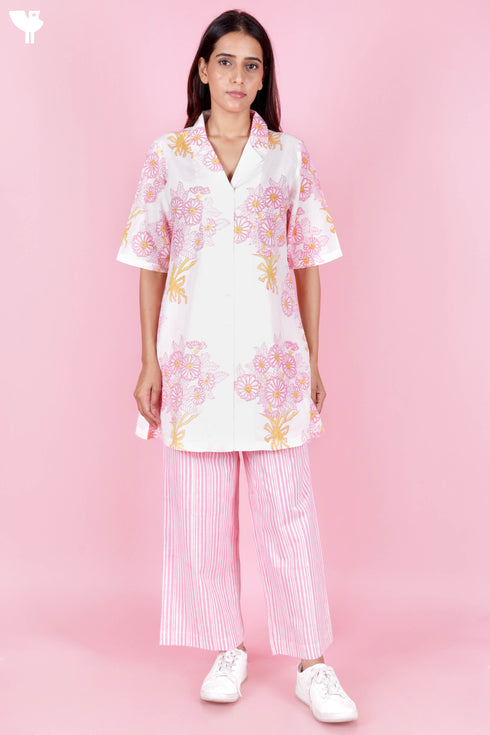 Cambric CottonCo-Ord Set in Floral Block Print