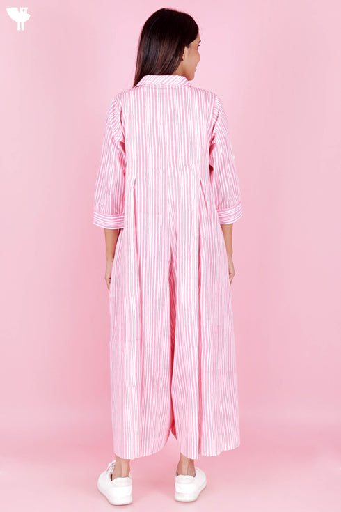 Cambric Cotton Jumpsuit In Block Print