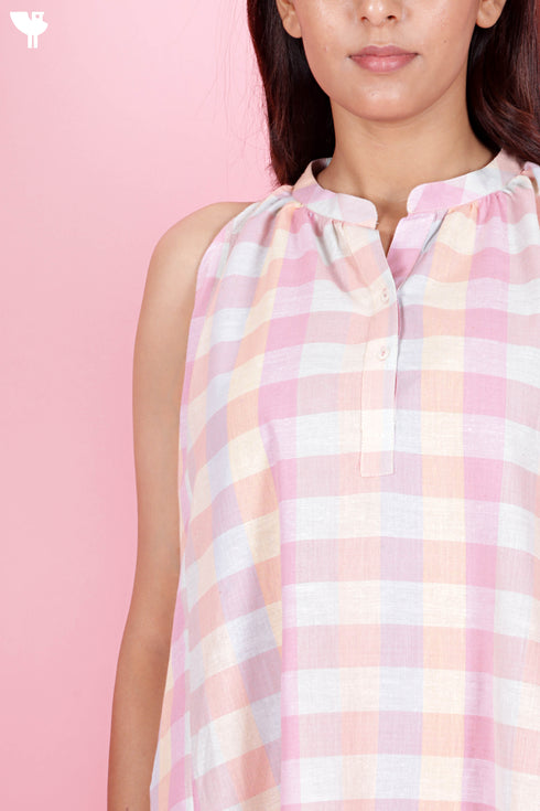 Khaadi Cotton Sleeveless Dress In Checks