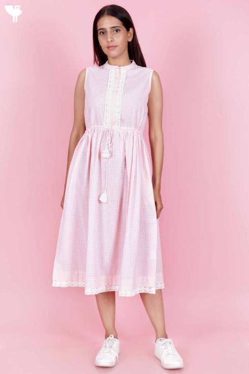 Khaadi Cotton Sleeveless Dress With Lace