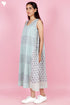 Slub Cotton Sleeveless Dress In Block Print