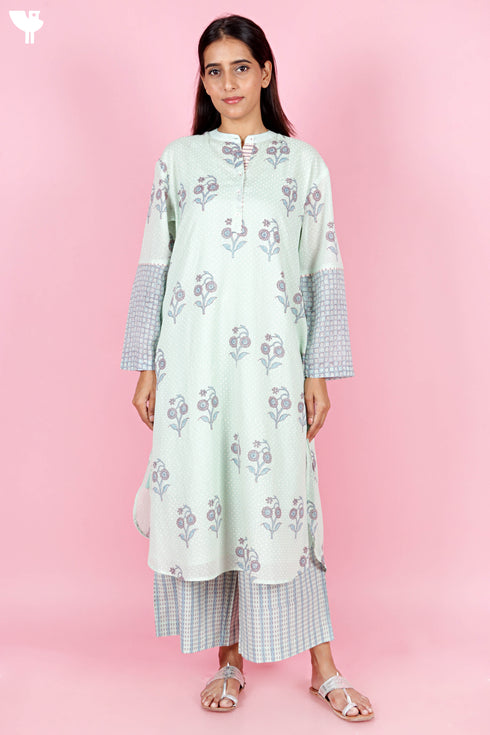 Mulmul Cotton Kurta In Block Print