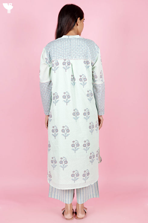 Mulmul Cotton Kurta In Block Print
