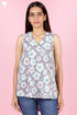 Cambric Cotton Sleeveless Top In Block Print