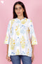 Cambric Cotton Top in Floral Block Print