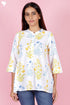 Cambric Cotton Top in Floral Block Print