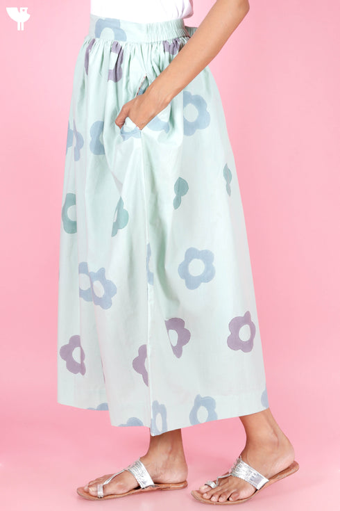 Poplin Midi Skirt In Block Print