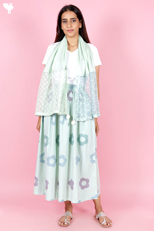 Poplin Midi Skirt In Block Print