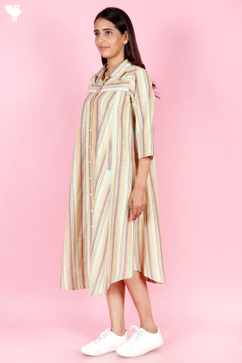 Khaadi Cotton Striped Cotton Dress