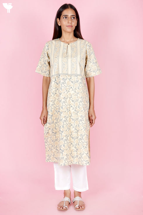 Twill Kurta In Block Print
