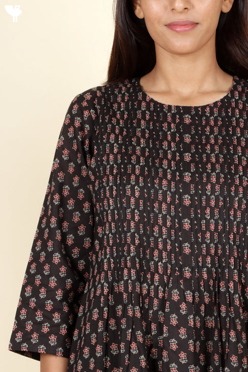 Cambric Cotton Dress In Block Print