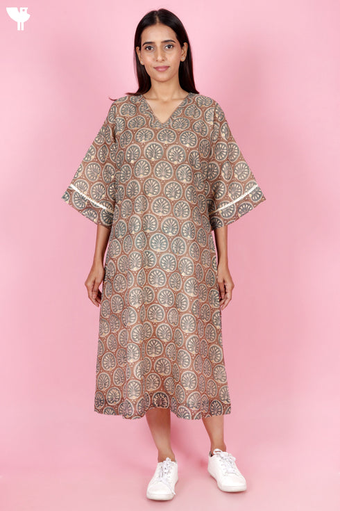 Chanderi Silk Top With Block Print