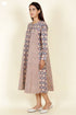 Cambric Cotton Panelled Dress In Block Print