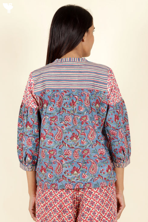 Cambric Cotton Top In Block Print