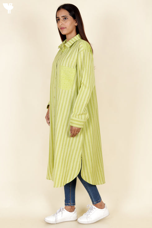 Khaadi Cotton Lime Dress In Block Print