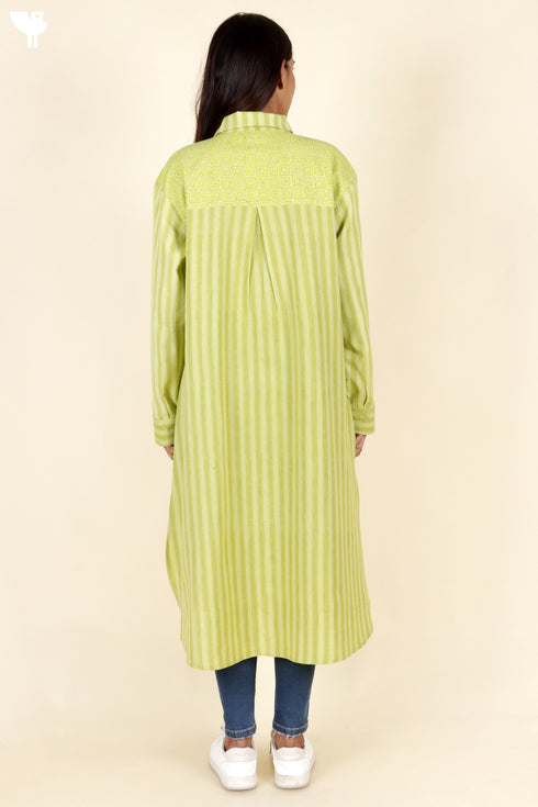 Khaadi Cotton Lime Dress In Block Print