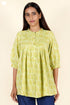 Khaadi Cotton Lime Top With Floral Block Print