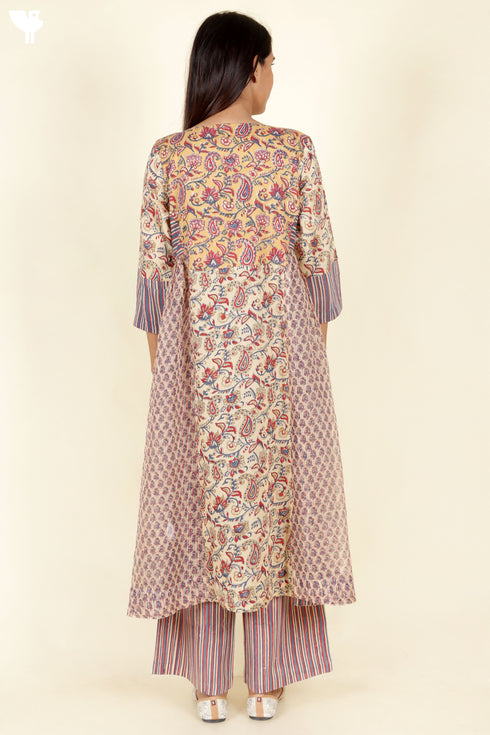 Kota Doria Overlay & Slip Dress In Block Print