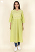Khaadi Cotton Lime Kurta In Floral Block Print