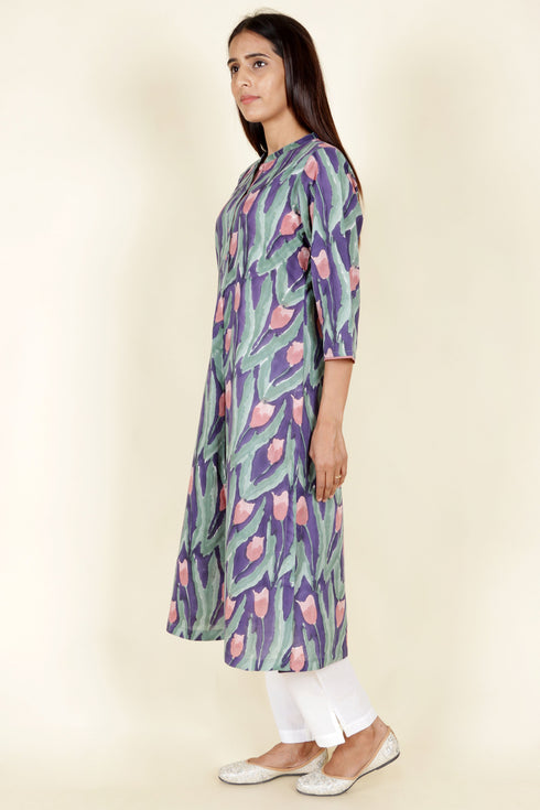 Cambric Cotton Dress With Block Print