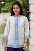 Khaadi Pinstripe Cotton Placement Print Top