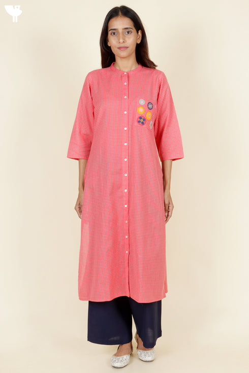 Khaadi Check Coral Kurta