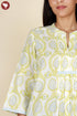 Cambric Cotton Top in Floral Block Print