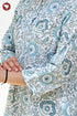 Cambric Cotton Aqua Blue Top in Floral Block Print