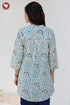 Cambric Cotton Aqua Blue Top in Floral Block Print