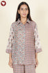 Modal Silk Top In Strip Floral Block Print