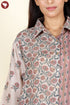 Modal Silk Top In Strip Floral Block Print