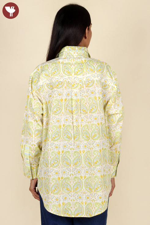 Mulmul Cotton Shirt In Floral Block Print