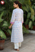 Cambric Cotton Powder Blue Kurtain Floral Block Print