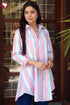 Cambric Cotton Powder Blue Shirt Top in Block Print