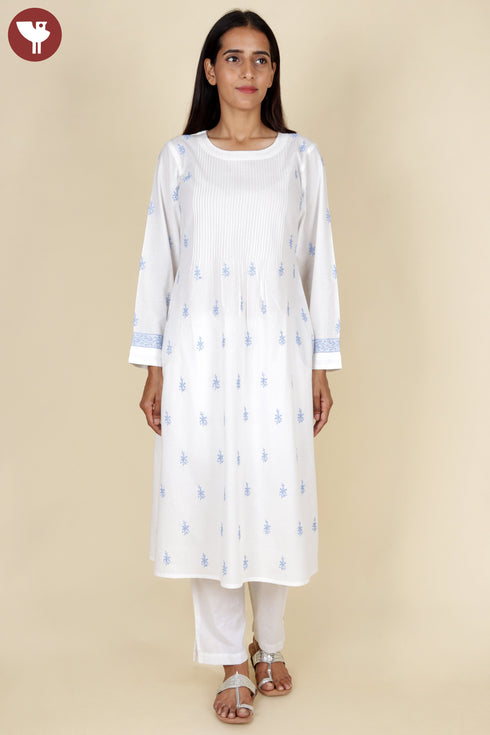 Cambric Cotton Chikankari Embroidery Kurta