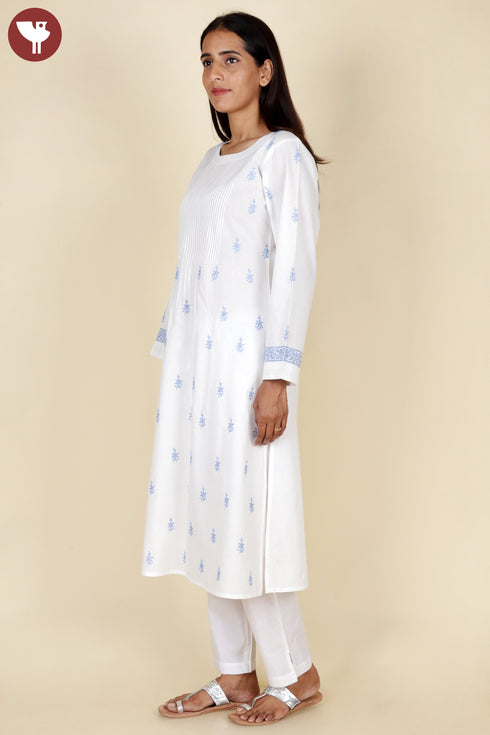 Cambric Cotton Chikankari Embroidery Kurta