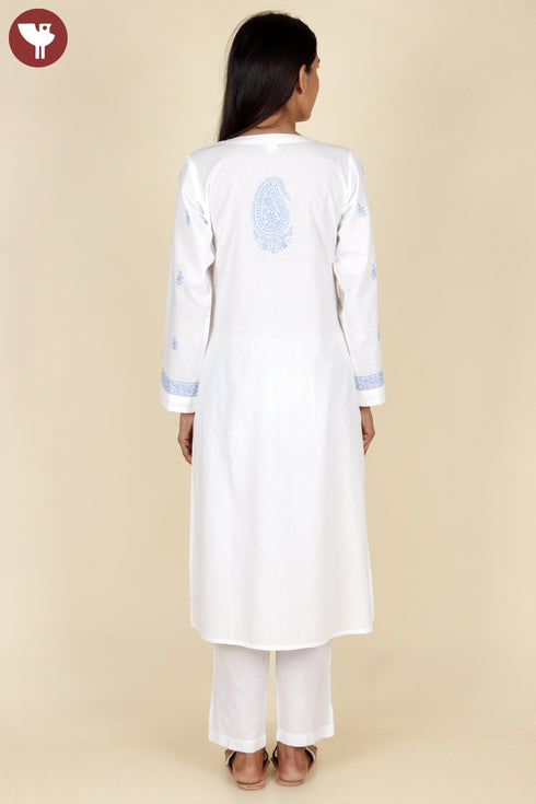 Cambric Cotton Chikankari Embroidery Kurta