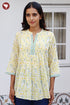 Mul Mul Cotton Pintuc Floral Top In Block Print
