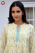 Mul Mul Cotton Pintuc Floral Top In Block Print