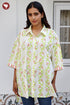 COTTON STRIPE Ivory Green Top / Shirt Style In Floral Block Print