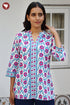 Cambric Cotton Top in Floral Block Print